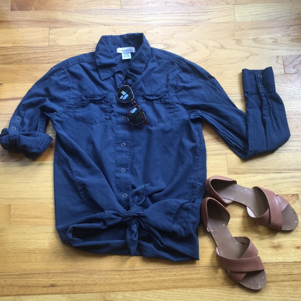 Versatile blue cotton shirt/tunic